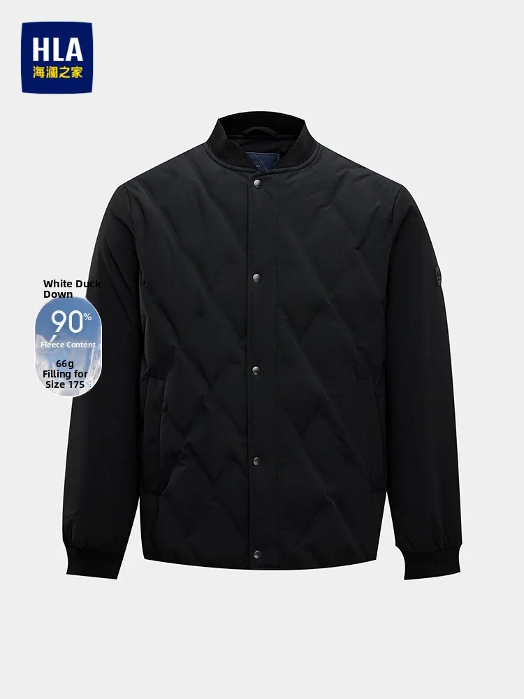 Fashionable Baseball Collar Duck down Jacket HLA Home Leisure Warm Men's Autumn New Style Workwear Casual Style Zipper Closure
