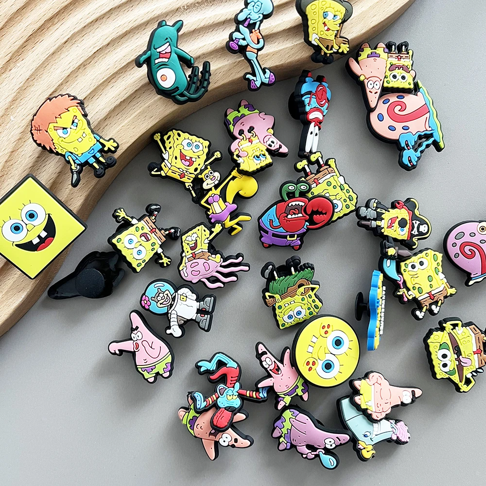 32pcs/set DIY Shoe Charms SpongeBob SquarePants PVC Decorations Fit for Bubble Slides Sandals image 3