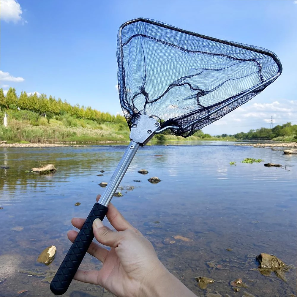 Salabarda de pesca pliable con mango retráctil de aluminio, 50cm - imagen 4