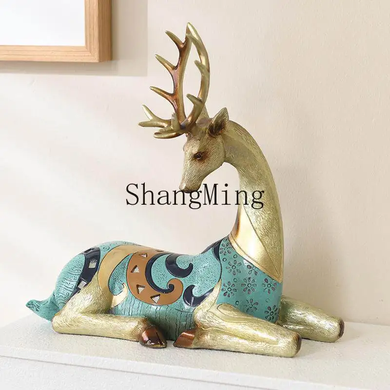 FG Fulu Deer Ornament Entrance Crafts Decoration Living Room TV Cabinet Wine Cabinet Lucky Home Light Luxury Decoration