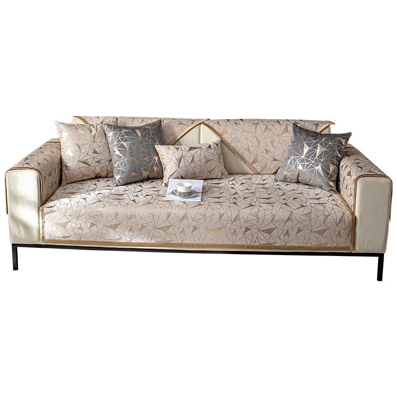 Light Luxury Style Sofa Cushion High-end Chenille Bronzing Craft Cushion Four Seasons Universal Non-slip Sofa Cover view 2