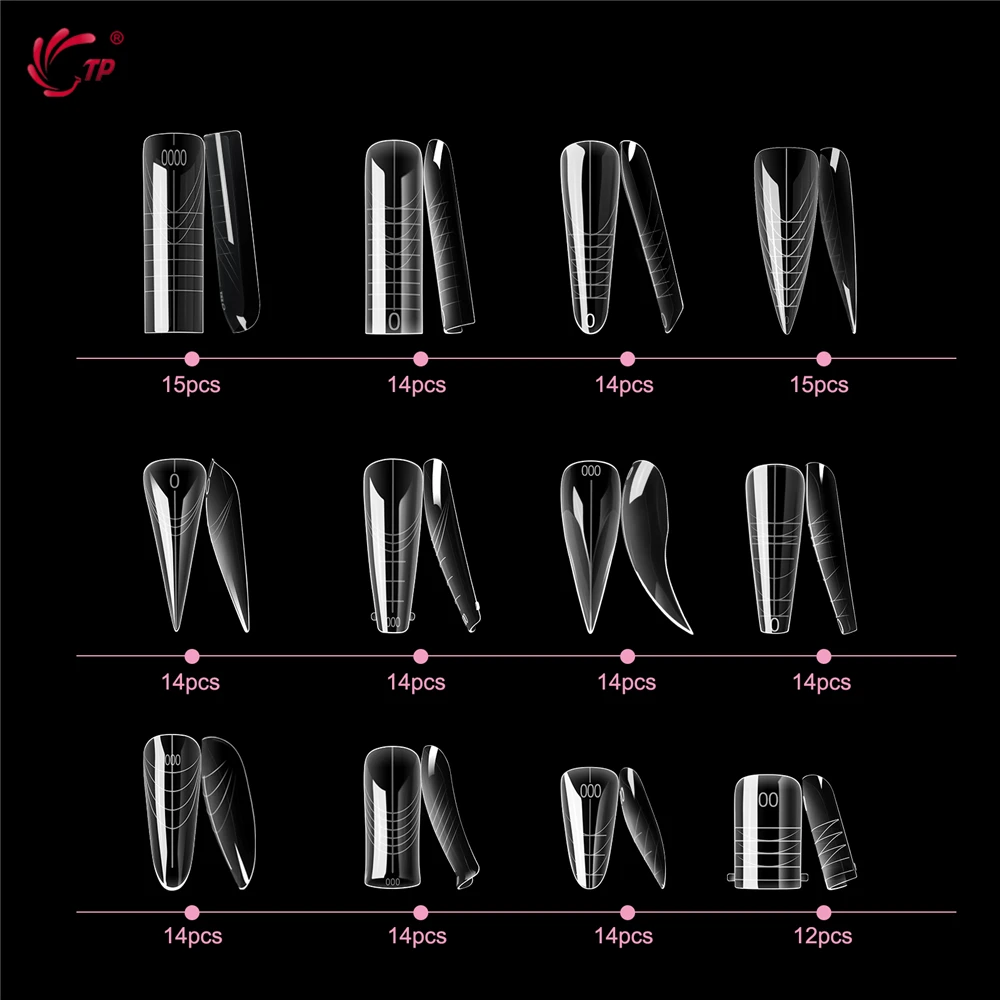 TP 168 قطعة أشكال أظافر مزدوجة واضحة غطاء كامل قابلة لإعادة الاستخدام قالب الأظافر مجموعات أشكال علوية من الأكريليك لتطويل الأظافر قوالب علوية مسمار الفن لتقوم بها بنفسك #2