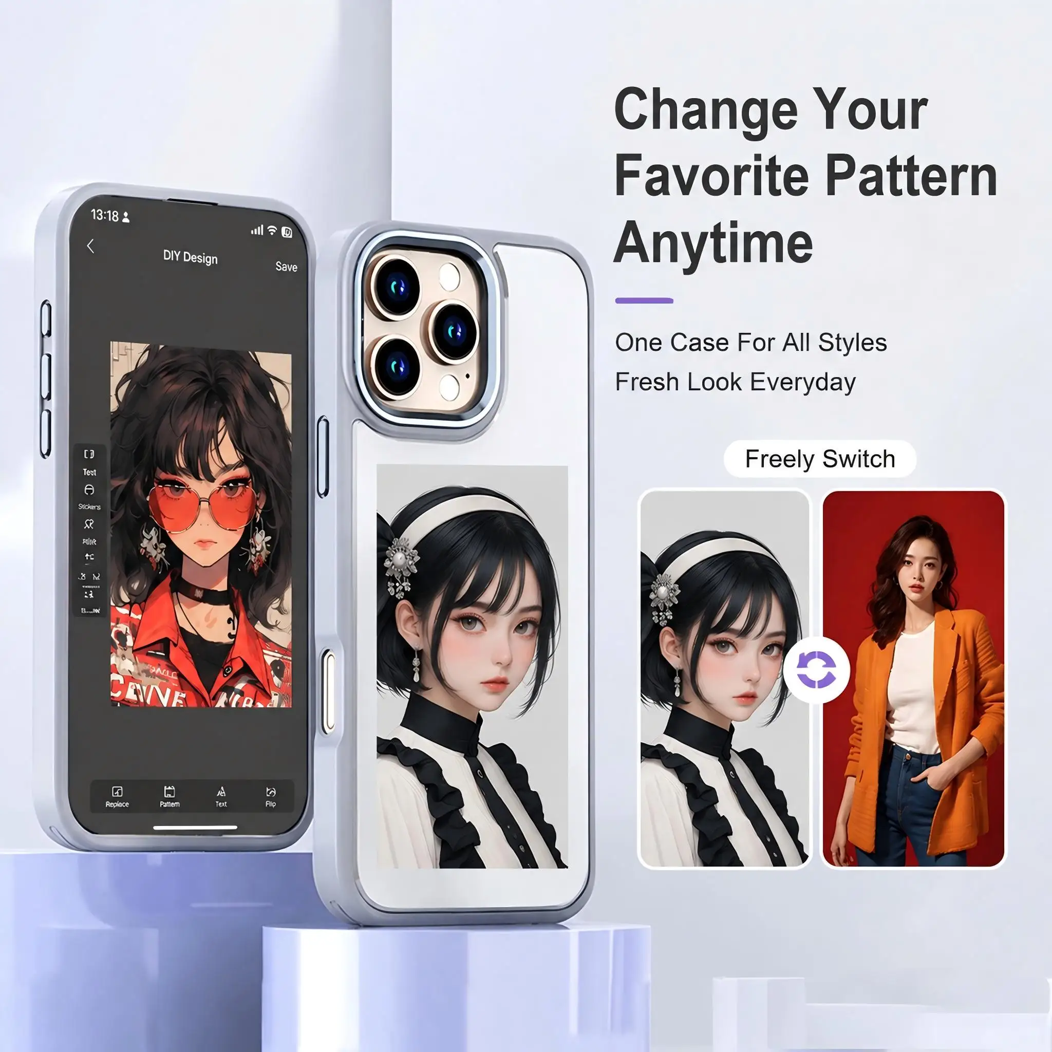

Smart NFC E-Ink Screen Phone Case DIY Custom Photo Display Battery Free Passive Wireless Transfer Anti-drop Protective Cover For