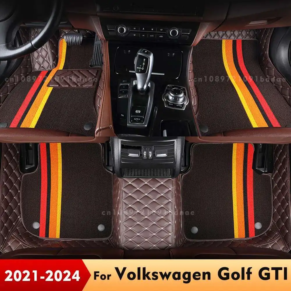 

For VW Volkswagen Golf GTI 2021 2022 2023 2024 Double Layer Car Floor Mats Custom Foot Pads Carpet Cover Interior Accessories