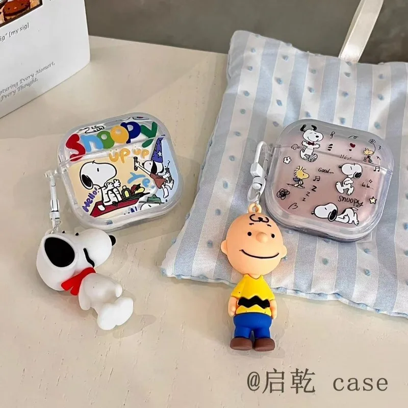 سنوبي ل Airpods 4 3 2 1 Pro Pro 2 حافظة لطيف الكرتون شل سماعة غطاء ل Airpods Pro2 صندوق واقي مع سلسلة المفاتيح