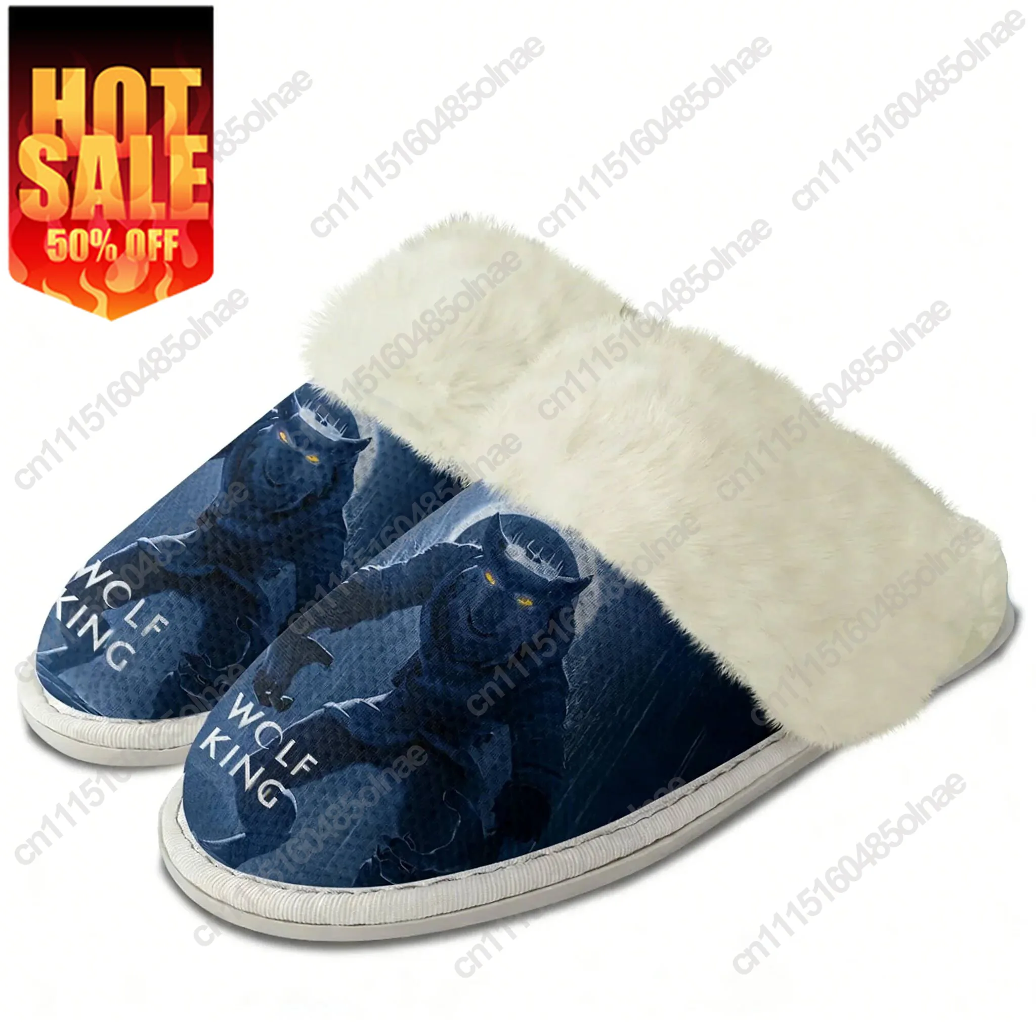 Wolf King Plush Edge Warm Shoes Mens Womens Home Casual Slipper Bedroom Thermal Cotton Lightweight Fashion Shoe Custom Slippers