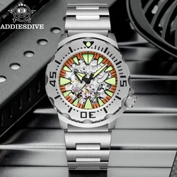 ADDIESDIVE Luxury Men's Watch 8N24 Automatic Sapphire Stainless Steel Hollow Dial 20Bar Diving Luminous Watch relogios masculino