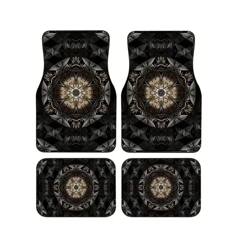 

Bohemia Car Floor Mats 4Pcs Universal Anti Slip Waterproof Durable Auto Foot Carpet Gothic Style Interior Protective Accessories