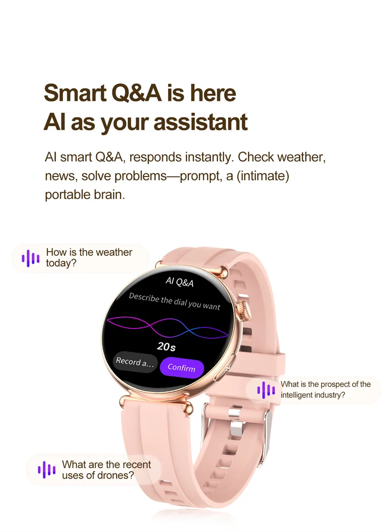 Damen-Smartwatch mit 1,32-Zoll-AMOLED-Bildschirm, Anruffunktion, EKG, Sportuhr, Blutdruckmessung, Mikro-Physikalische Untersuchung, KI-Zifferblatt, Damen-Smartwatch – Detail 8