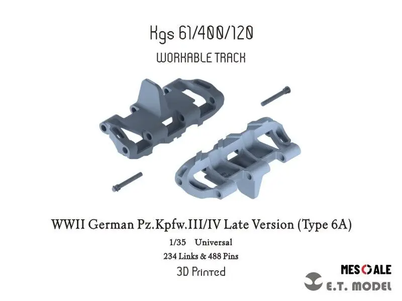 ET MODEL P35-014 WWII German Pz.Kpfw.III/IV Late Version 6A Track(3D Printed)