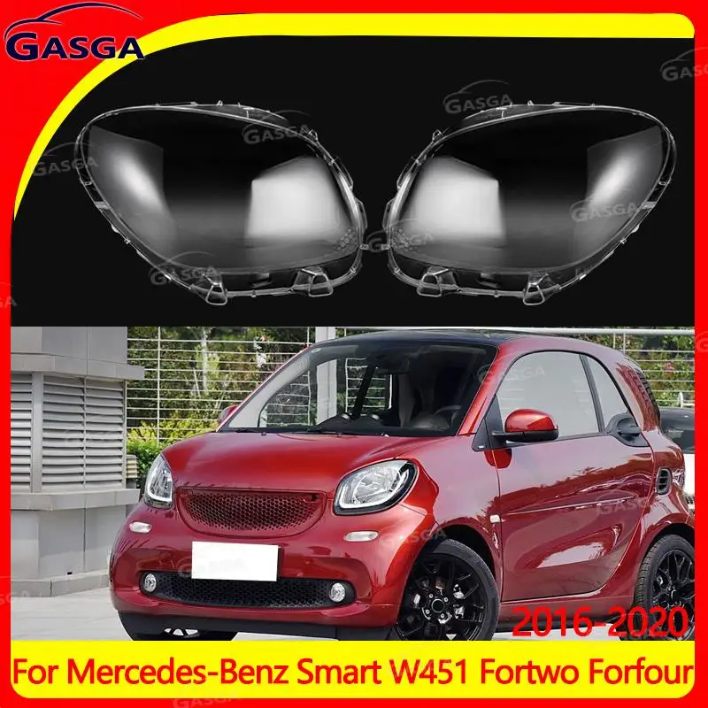 

For Mercedes-Benz Smart W451 Fortwo Forfour 2016-2020 Front Headlamp Lens Cover Headlight Lampshade Glass Lamp Shell Mask