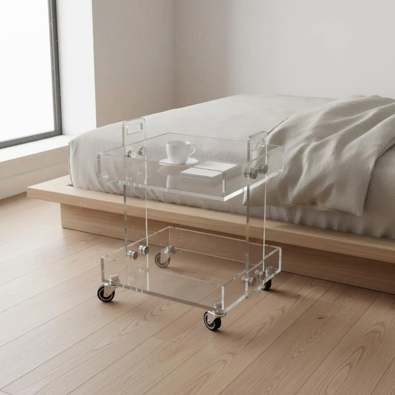

Acrylic Rolling Mobile Organizer Multi-Layer Mobile Storage Mobile Organizer Mobile Nightstand Space-Saving Home Furniture Slim