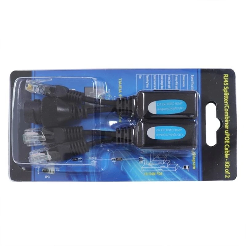 D0UA 2PCS RJ45 Combinador cabos Ethernet divisor para iPcameras e ponto acesso sem fio compatível com a maioria