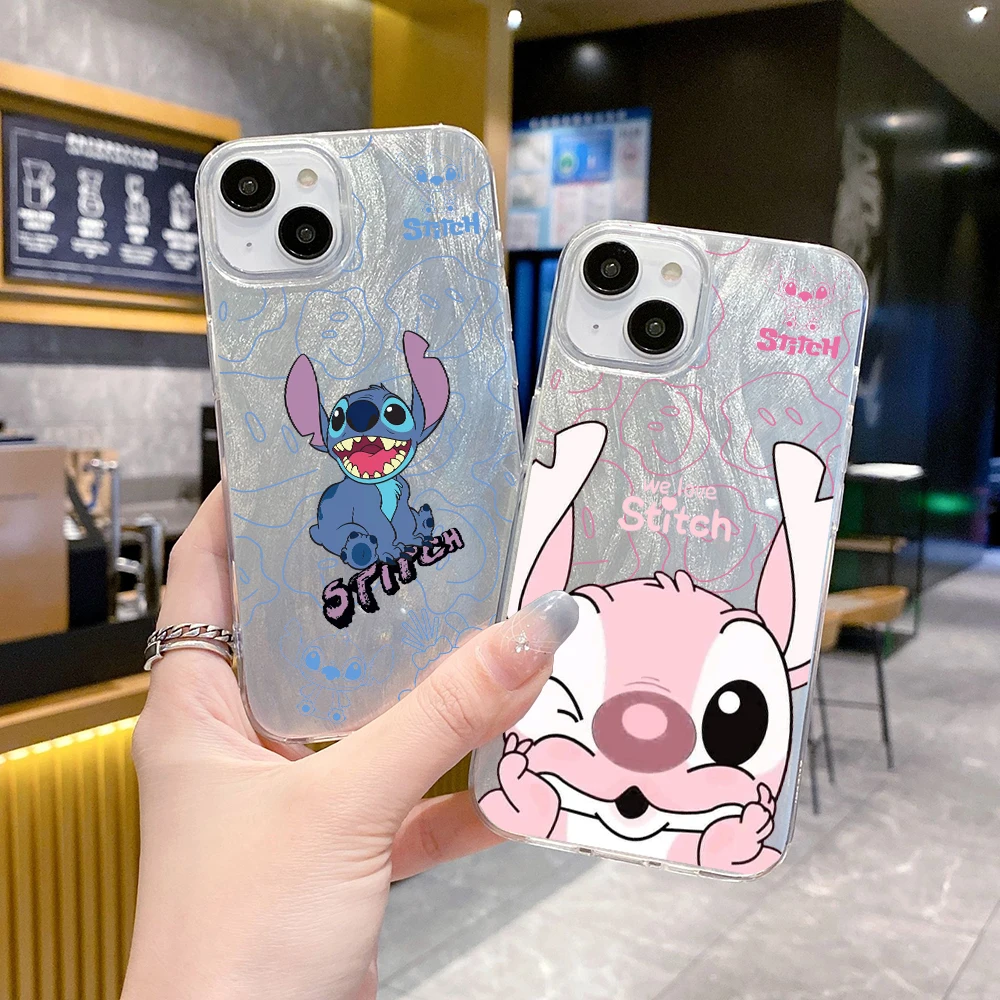 Anime Lilo & Stitch Stitch Cartoon Clear Feather Laser Phone Case FOR VIVO Y12 Y11 Y10 Y5 Y3 Y2 Y01 T A S1 V25 V21E V29 E LITE S