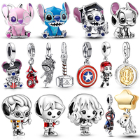 Charms Silver 925 Disney Pink and Blue Stitch Charm Beads Fits Bracelet Bangle Necklace For Women Luxury DIY Jewelry Party Gifts