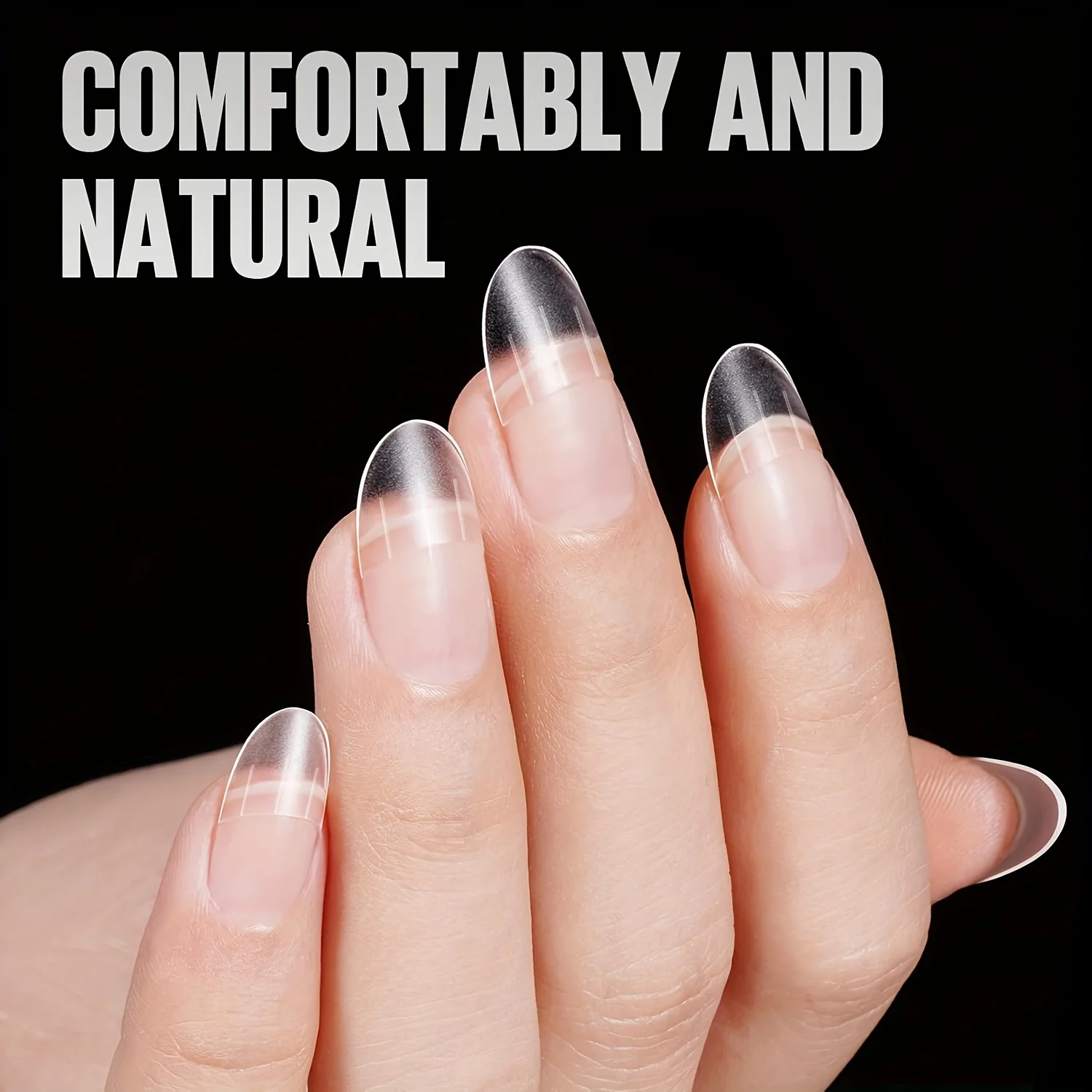600pcs Guiding Line Short Coffin/Oval Nail Tips 15 Sizes ABS Clear Half Cover Nail Tips False Gel Nail Tips Fake Matte Nail Tips