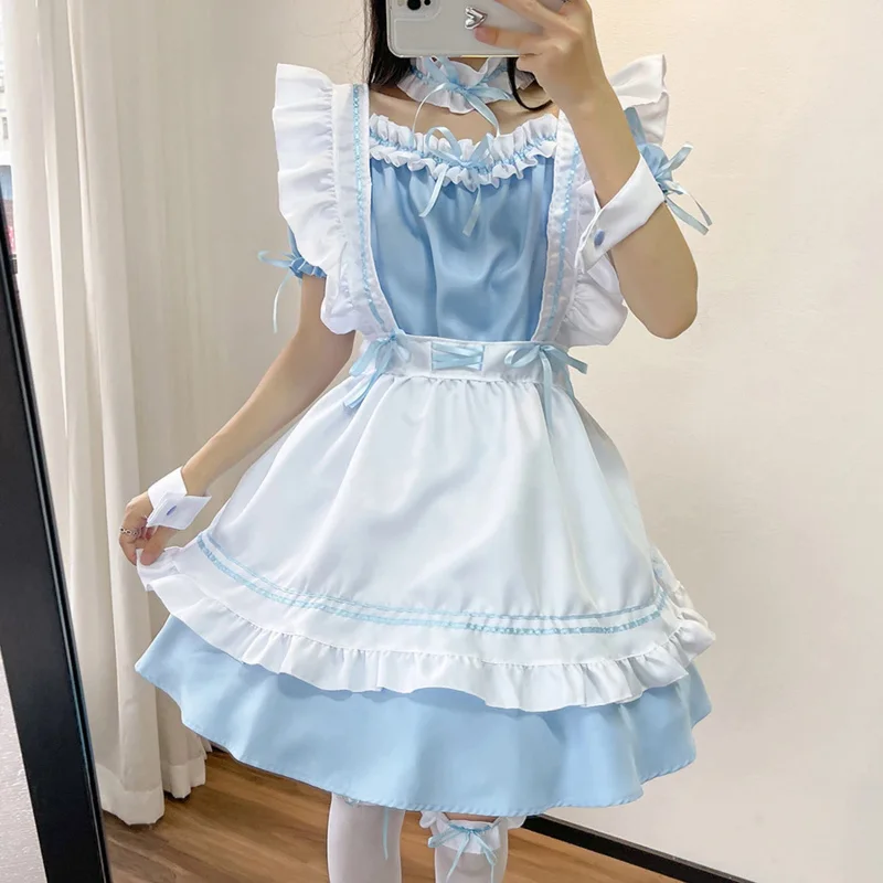 Vestido de sirvienta Lolita para niñas, disfraces de anime de sirvienta encantadora, vestidos de Lolita, disfraz de sirvienta de café, disfraz de Halloween