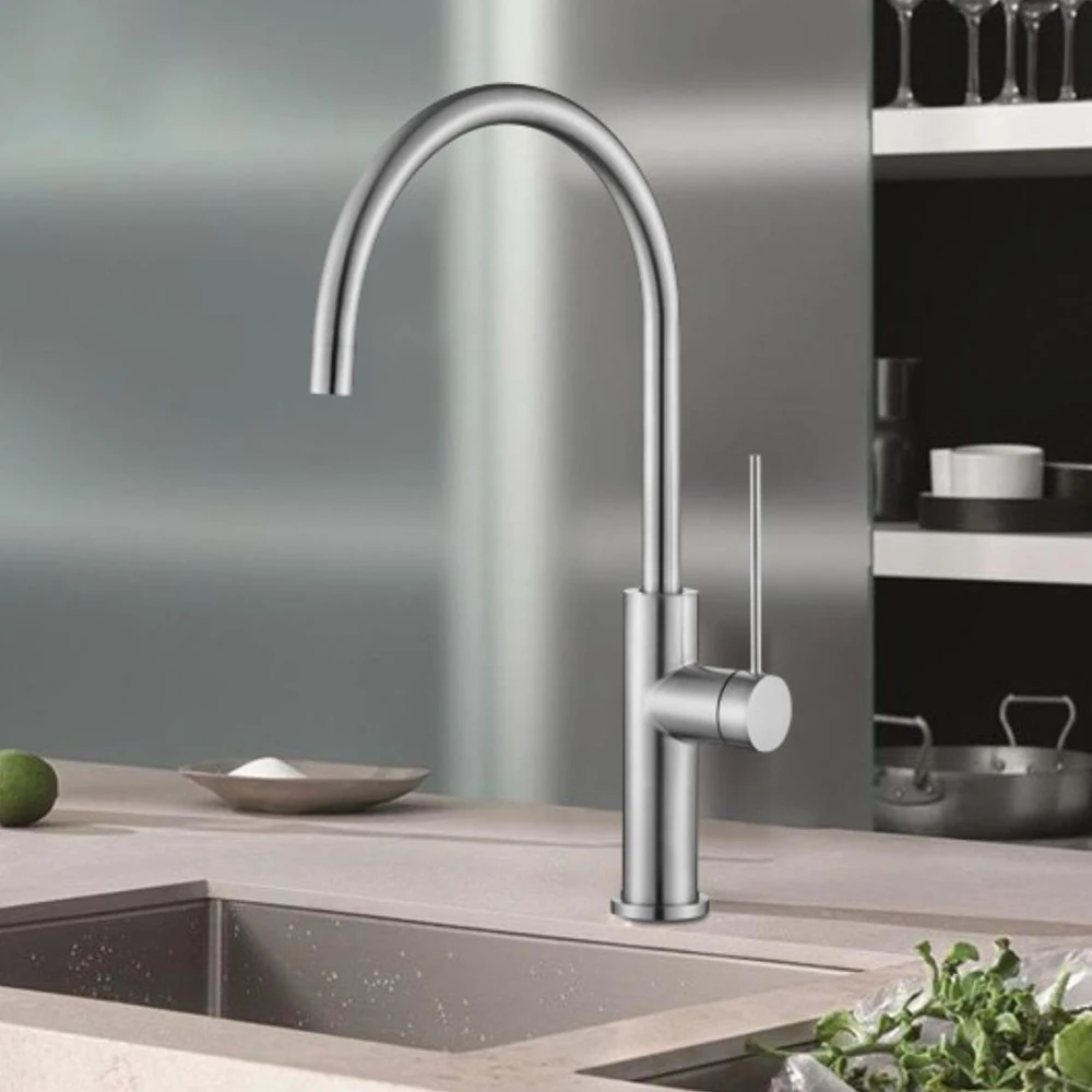 Kitchen Mixer Water 304 Stainless Steel Material 360 Rotation Single Handle Cold & Hot Water Ceramic Valve Core