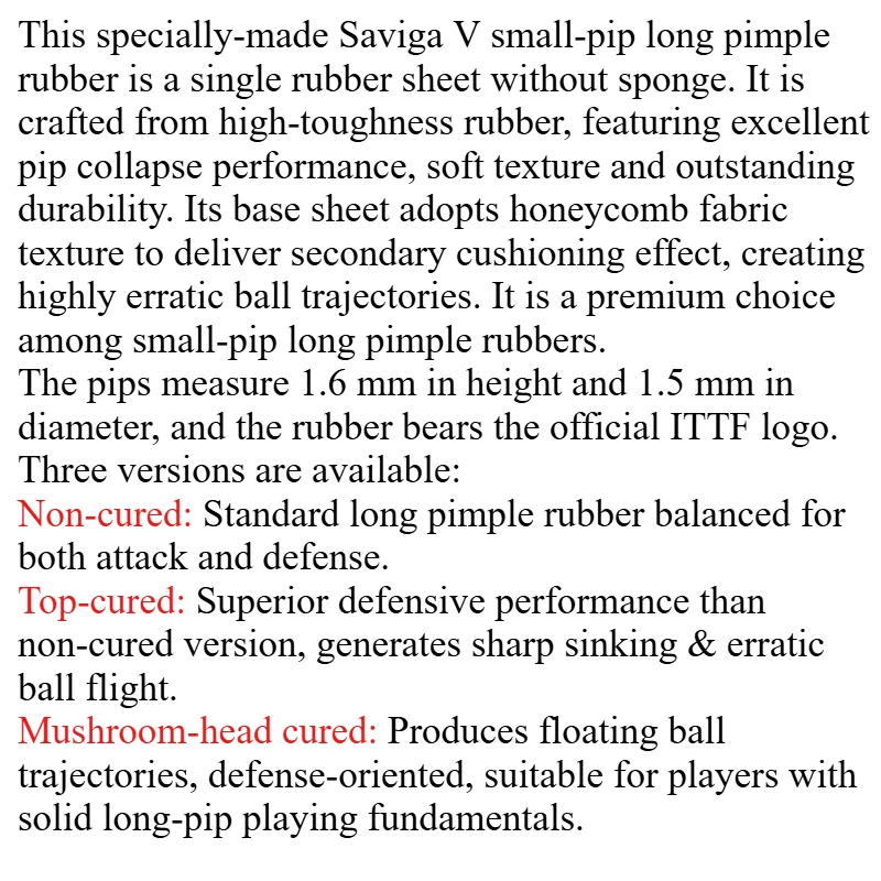 DAWEI SAVIGA Small Particles Table Tennis Rubber Cured/Mushroom Head Cured OX Long Pips Textured Base Ping Pong Rubber Anti-spin view 6