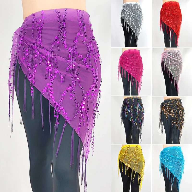 

Belly Dance Costumes Sequins Tassel Belly Dance Hip Scarf For Women Belly Dancing Dancing Waist Chain Belt