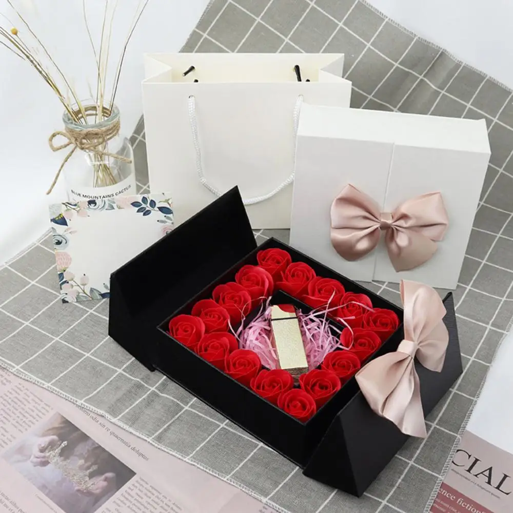 

Jewelry Square Double Door Bowknot Design Lipstick Gift Packaging Display Case