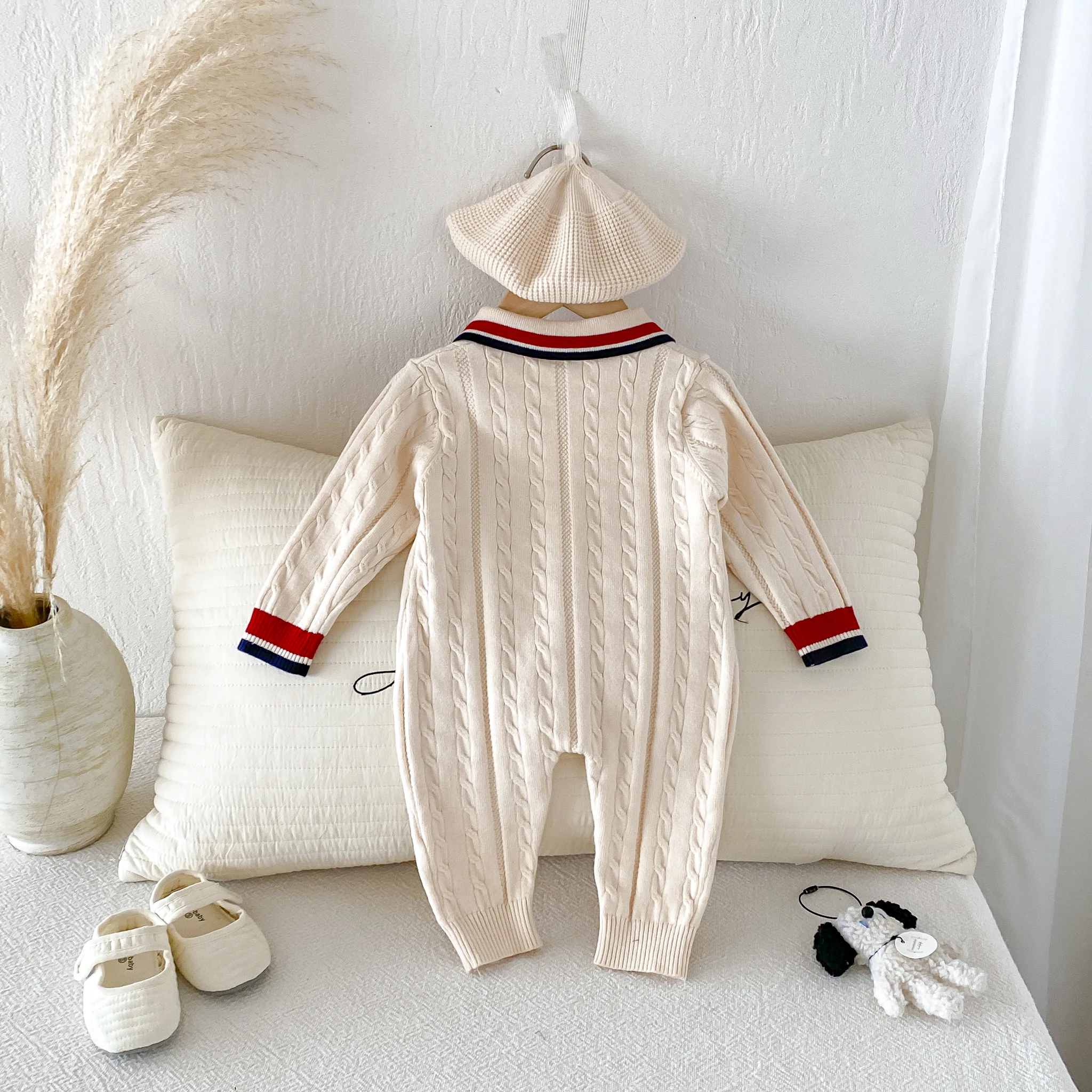 Herbst-/Winter-Babykleidung im koreanischen Stil für Jungen/Mädchen, Strick-Overall im Akademie-Stil für Outdoor-Aktivitäten – Detail 3