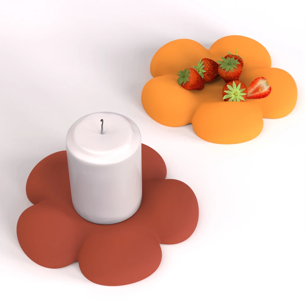 

Flower Shape Concrete Tray Silicone Mold Scented Candle Cup Storage Tray Silicone molds Coaster place mat decorative Plate Mold