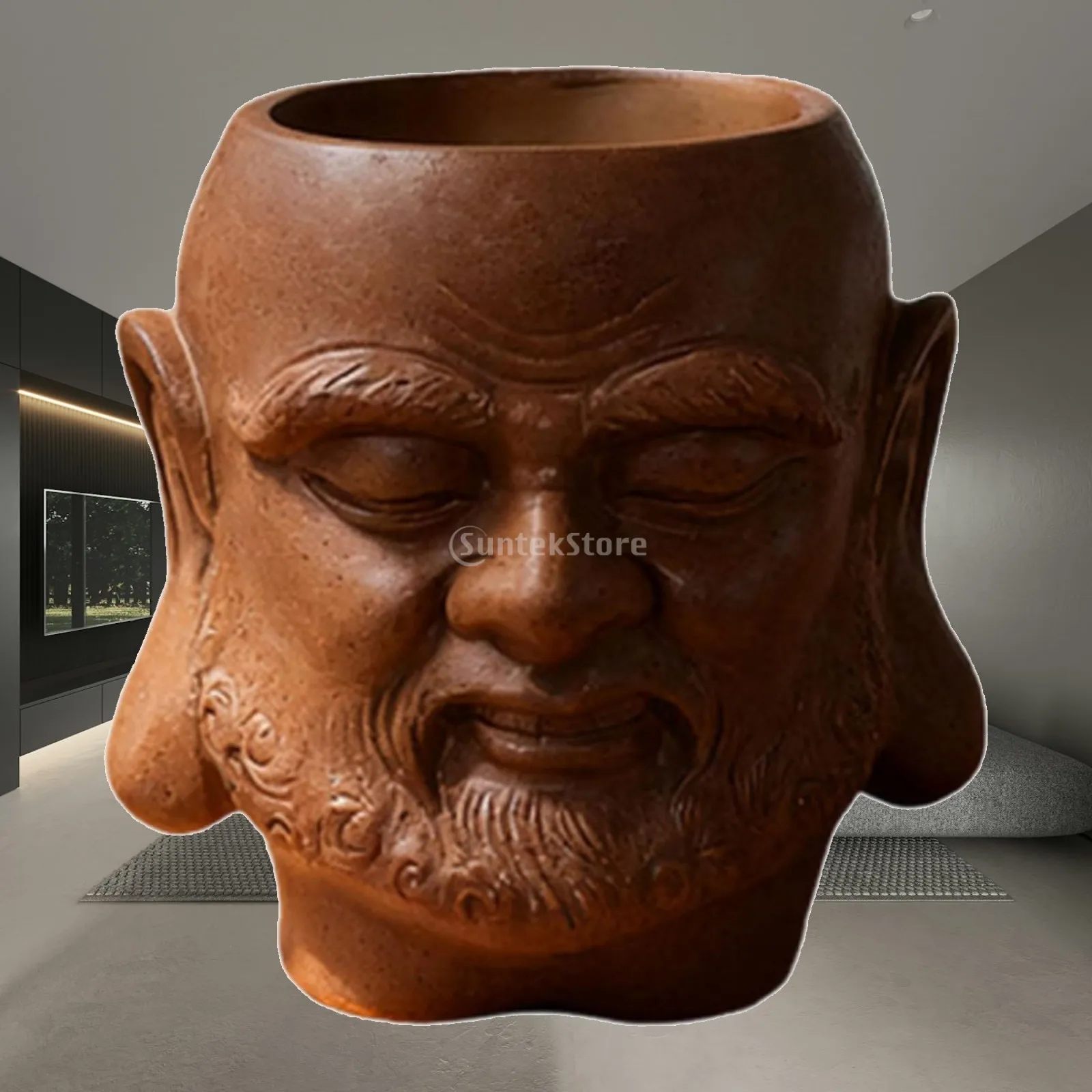 

Unique Buddha Head Flower Pot Resin Sturdy Figure Planter Vase for Living Room Bedroom Office Table Decor