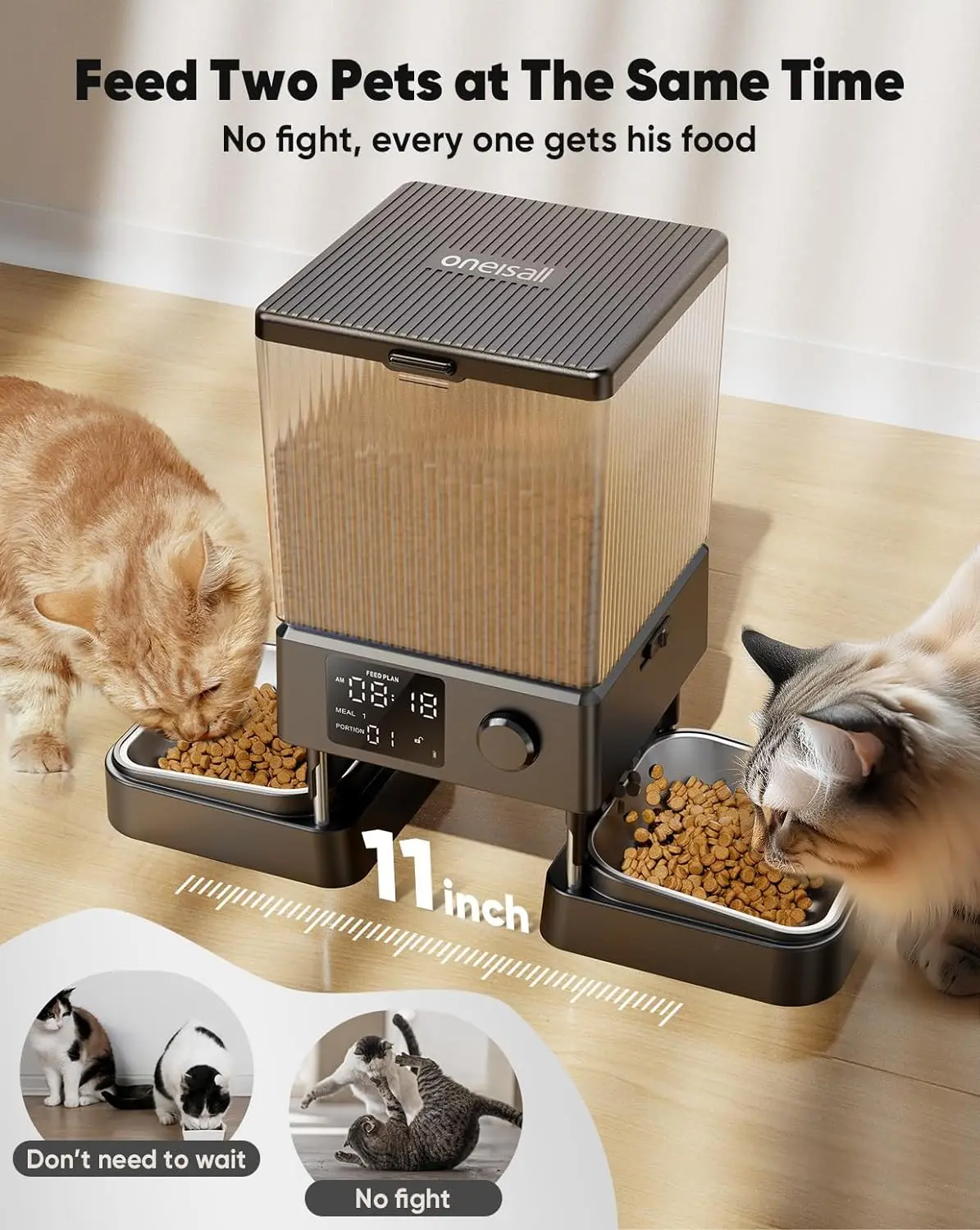 Automatic Cat Feeder for 2 Cats, 20 Cups/5L Automatic Cat Food Dispenser for Small Pets Indoor, Timed Cat Feeder