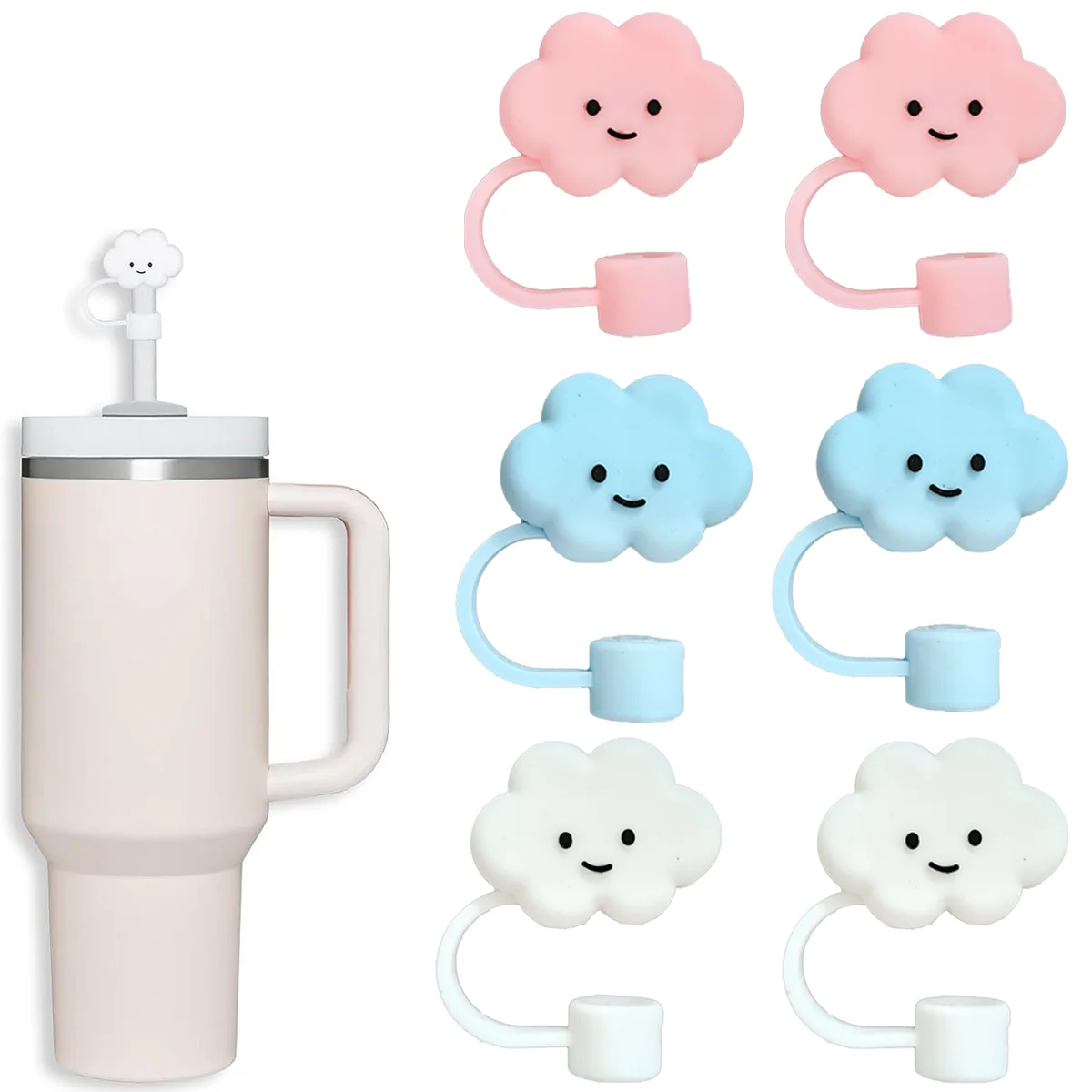 6 Pcs Compatible With 30&40 Oz Tumbler, 10mm Cloud Shape Straw Covers Cap, Cute Cloud Straw Covers