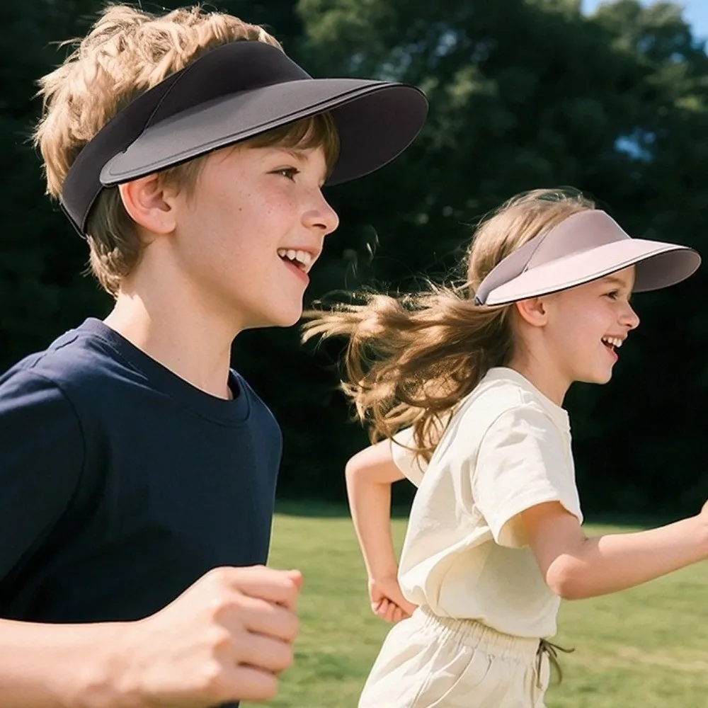 قبعة شمسية مريحة قابلة للتنفس، سريعة الجفاف، قبعة شمسية صيفية ناعمة بلون سادة، خفيفة الوزن وقابلة للطي، قبعة علوية فارغة للأولاد