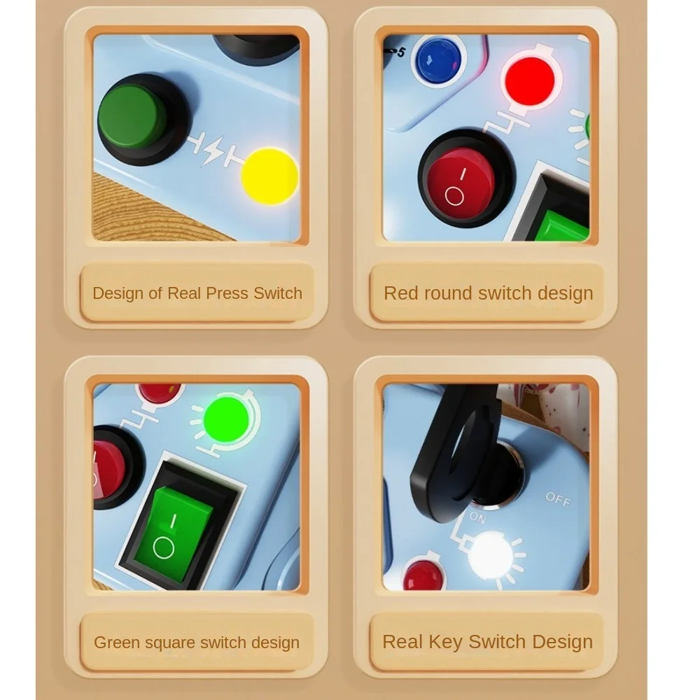 

Монтессори-доска для развития сенсорики с LED-подсветкой, кнопками и переключателями для дошкольного образования