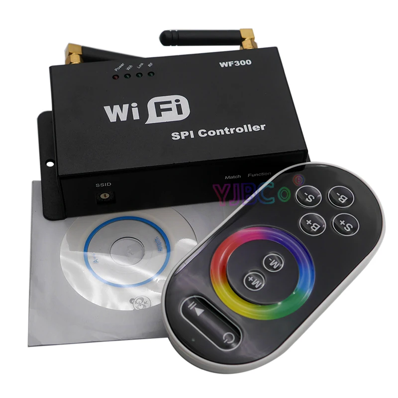 

WF300 IC Pixel WiFi RGB SPI LED Strip tape Controller 5V 12V 24V wireless RF Remote full color Module Light Dimmer switch