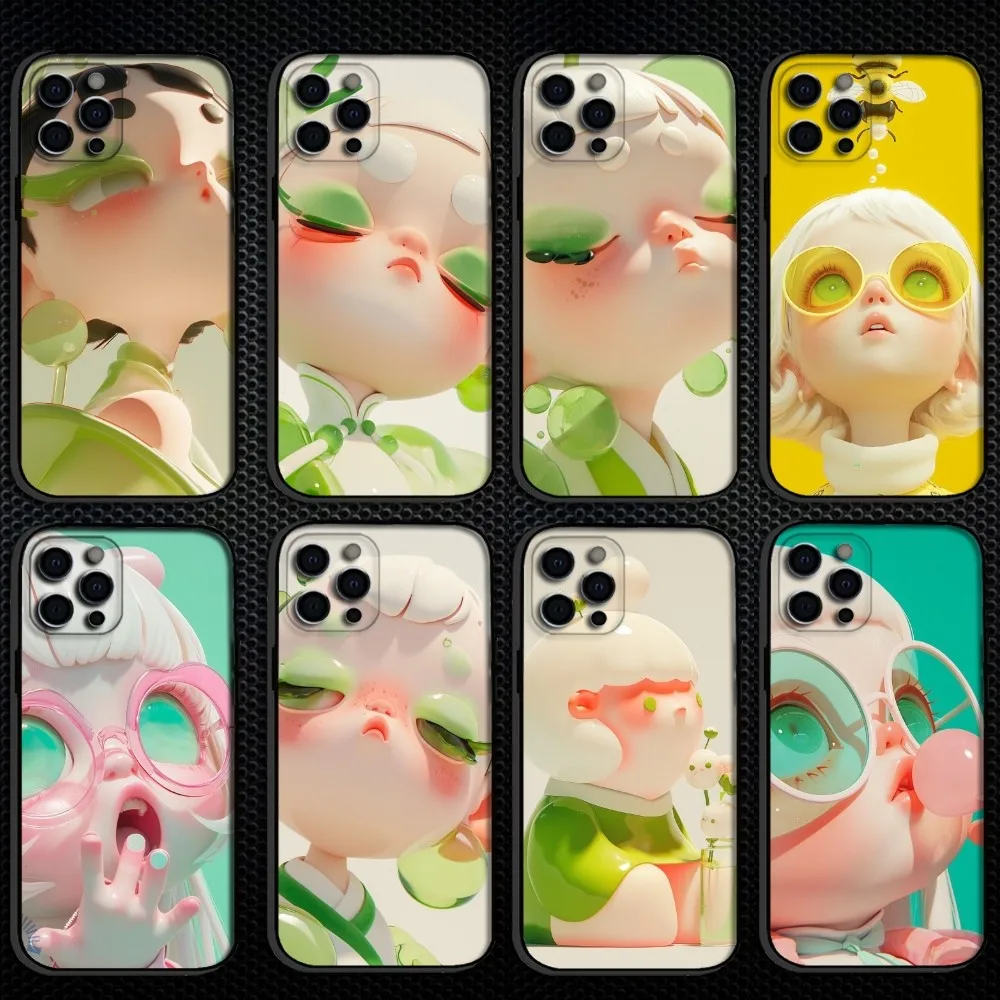 

watermelon cartoon Phone Case For iPhone 16,15,14,13,12,11 Plus,Pro Max, Soft Silicone Black Cover