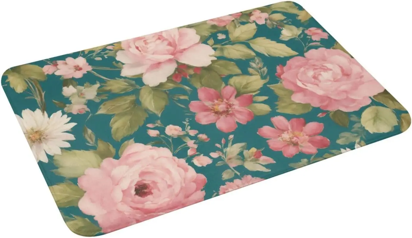 

Blossom Flower Print Front Door Rug for Indoor Outdoor Entrance,Welcome Mat with Flannel Fabric