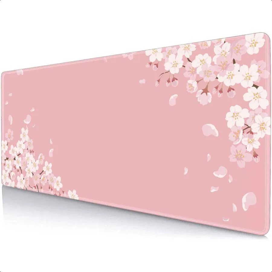 

Pink Japanese Desk Mat Cherry Blossom Large Gaming Mouse Pad NonSlip Rubber Base Mousepad Desk Decor for Women Desk Pad for Wor