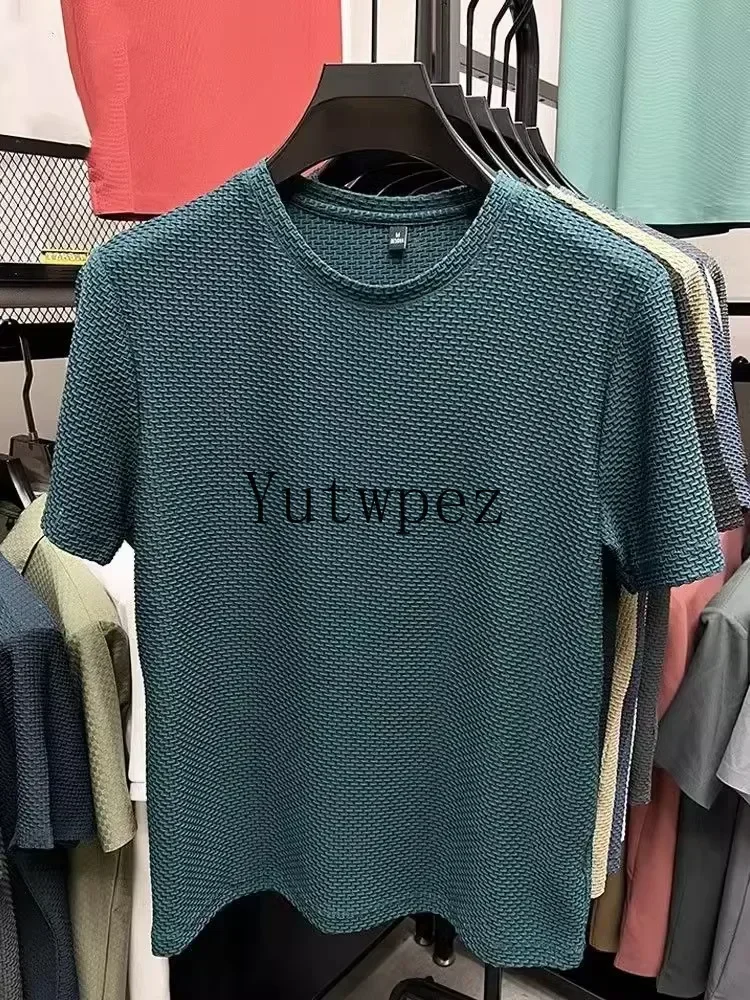 Herren Lauf-T-Shirt Kurzarm Mesh Bambus Eisseide T-Shirt Lässiges Vielseitiges Sommer Elastisches Schlankmachendes Oberteil T-Shirts Leichtgewicht – Detail 8