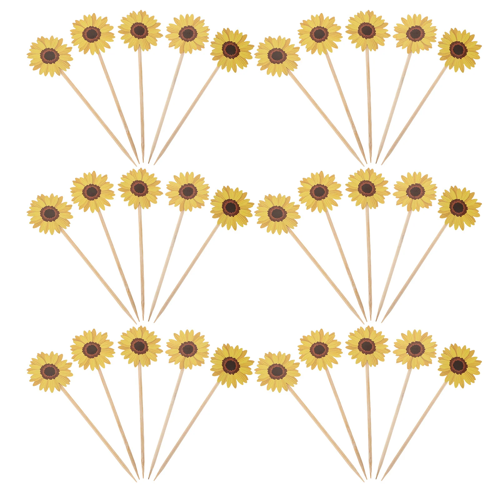 

100pcs Sunflower Cake Toppers Unique Floral Design Easy Insert Birthday Cupcake Decorations Sunflower Party Decorations Wedding