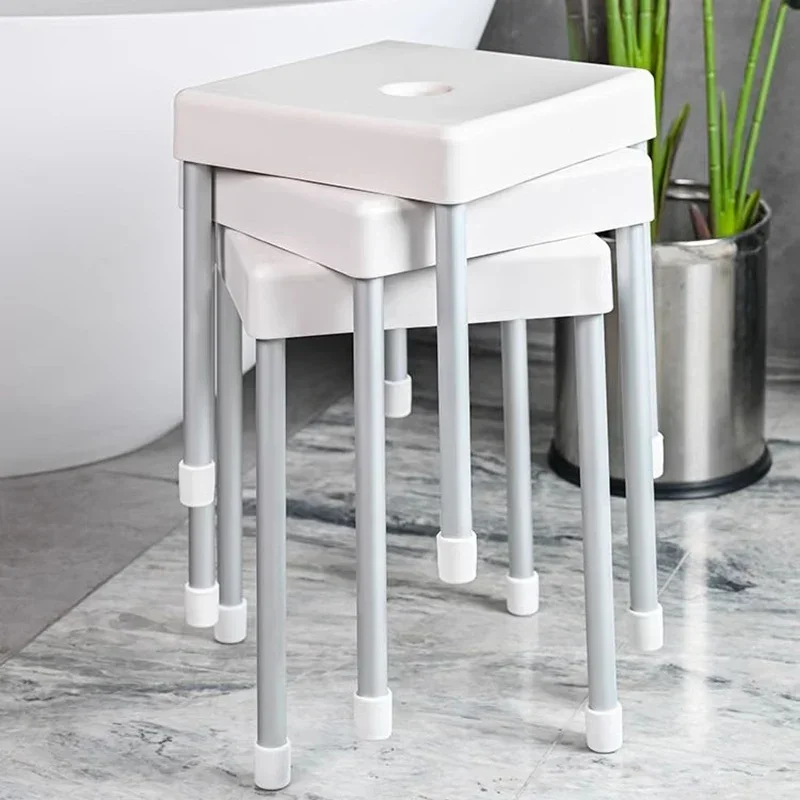 Lightweight Aluminum Shower Stool Waterproof Non Slip Folding Bathroom Step Stool for Elderly and Foot Washing
