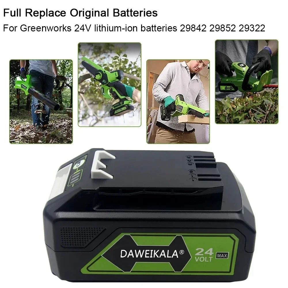 Greenworks-batería de litio de 24V y 6,0 Ah para herramientas, herramientas MO24B410, MO48L4211, HT24B210, 21342