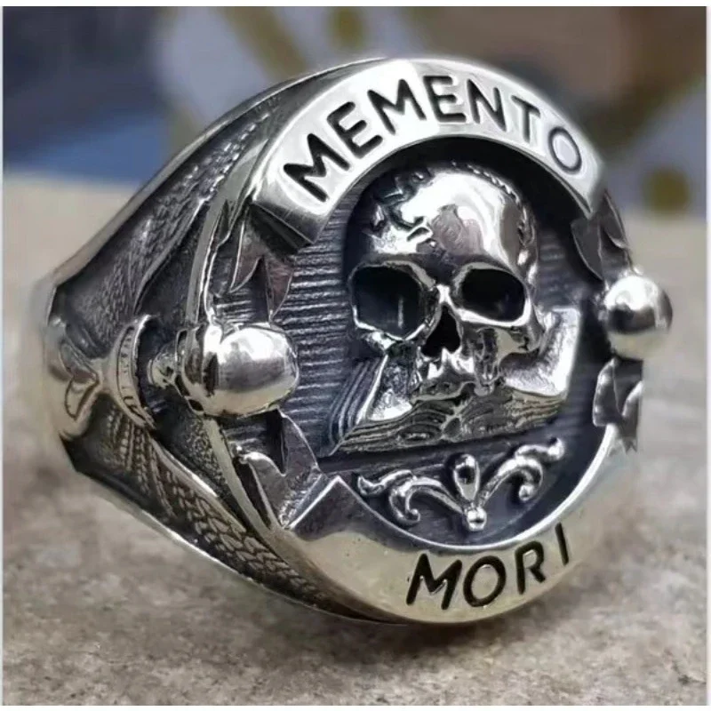 Silver Color Female Ring Memento Mori Skull Head Ring Men Ring Jewelry Accessories Anillo Acero Inoxidable Mujer