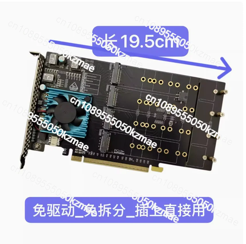 8-Bay NVMe M.2 Expansion Card PLX8749 Free Driver Full Height PCI-E for Storage Upgrade