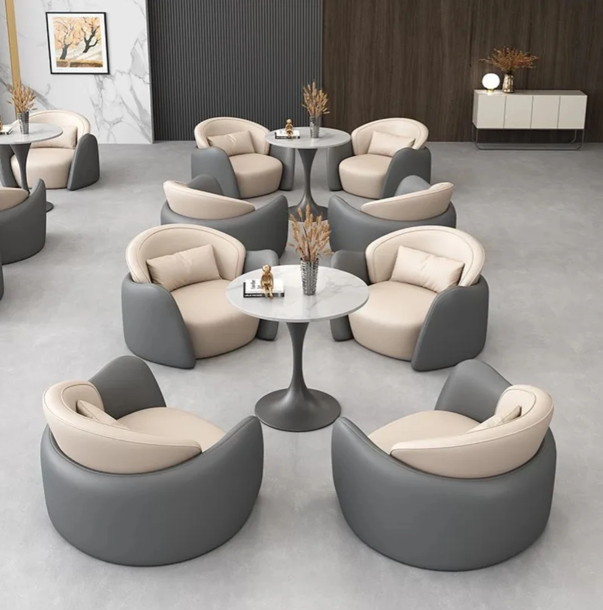 Modern minimalist sales office negotiation sofa and coffee table combination light luxury hotel furniture