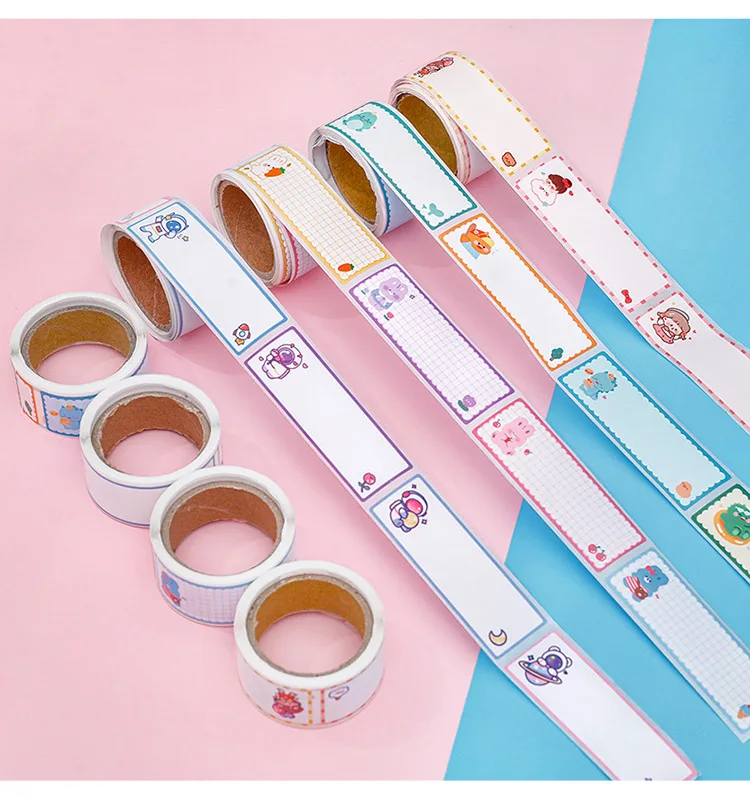 60Pcs/Rolls Tape Name Tag Stickers Children School Stationery Water Bottle Kawaii Message Index Labels Sticky Sticker for Kids