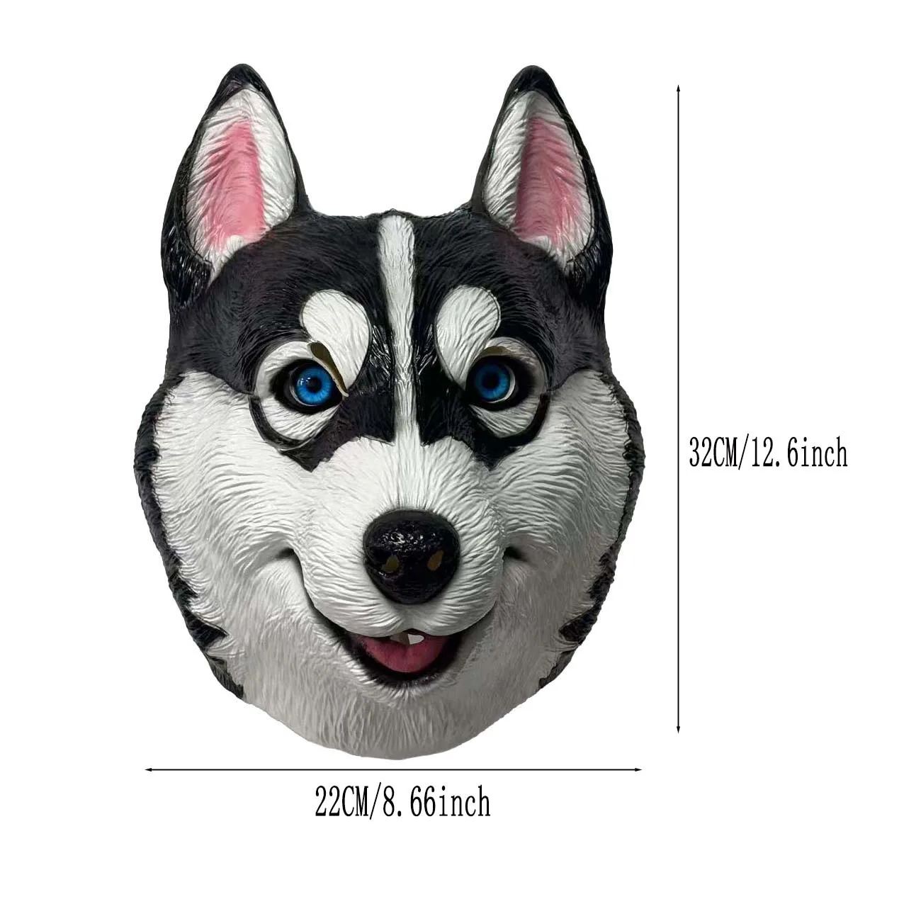 Happy Dog Latex-Maske für Erwachsene, Wolf-Tierkostüm-Zubehör für Party und Cosplay – Detail 5
