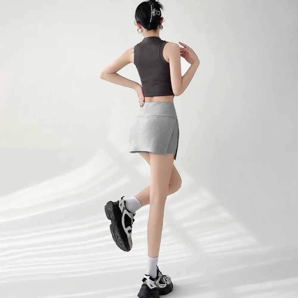 

Women Sport Skort Women A-line Sports Skirt Women's Mid-rise Tennis Skort with Wide Elastic Waistband Side Slit Design A-line