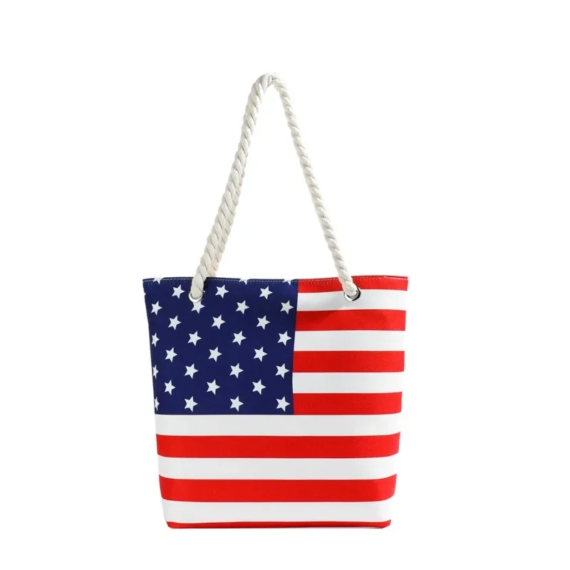 

2025 New American Flap Printed Shoulder Bag Fashion Korean Style Students Soft Canvas Bags Casual Tote Bags for Women