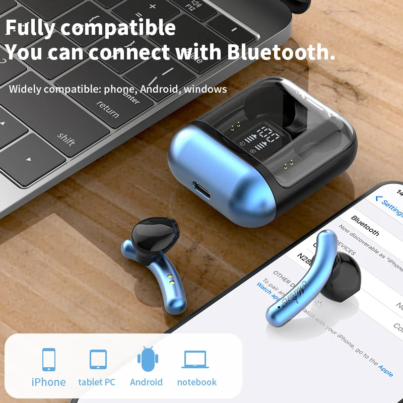 N28 TWS Wireless Earphones TYPE-C Bluetooth 5.0 Earbuds Hands Free Sport Waterproof Stereo Headset With Microphone Touch Control