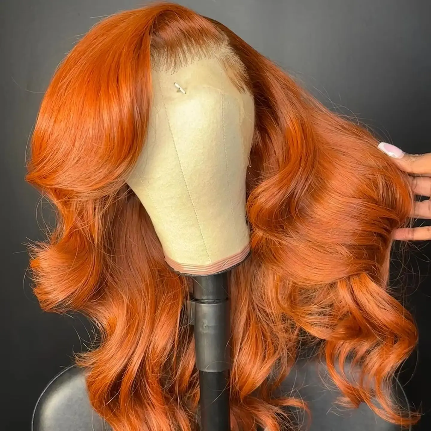 

13x6 Ginger Orange 200 Density Body Wave Frontal Glueless Wigs Brazilian Virgin Hair Transparent Lace Preplucked Human Hair wigs