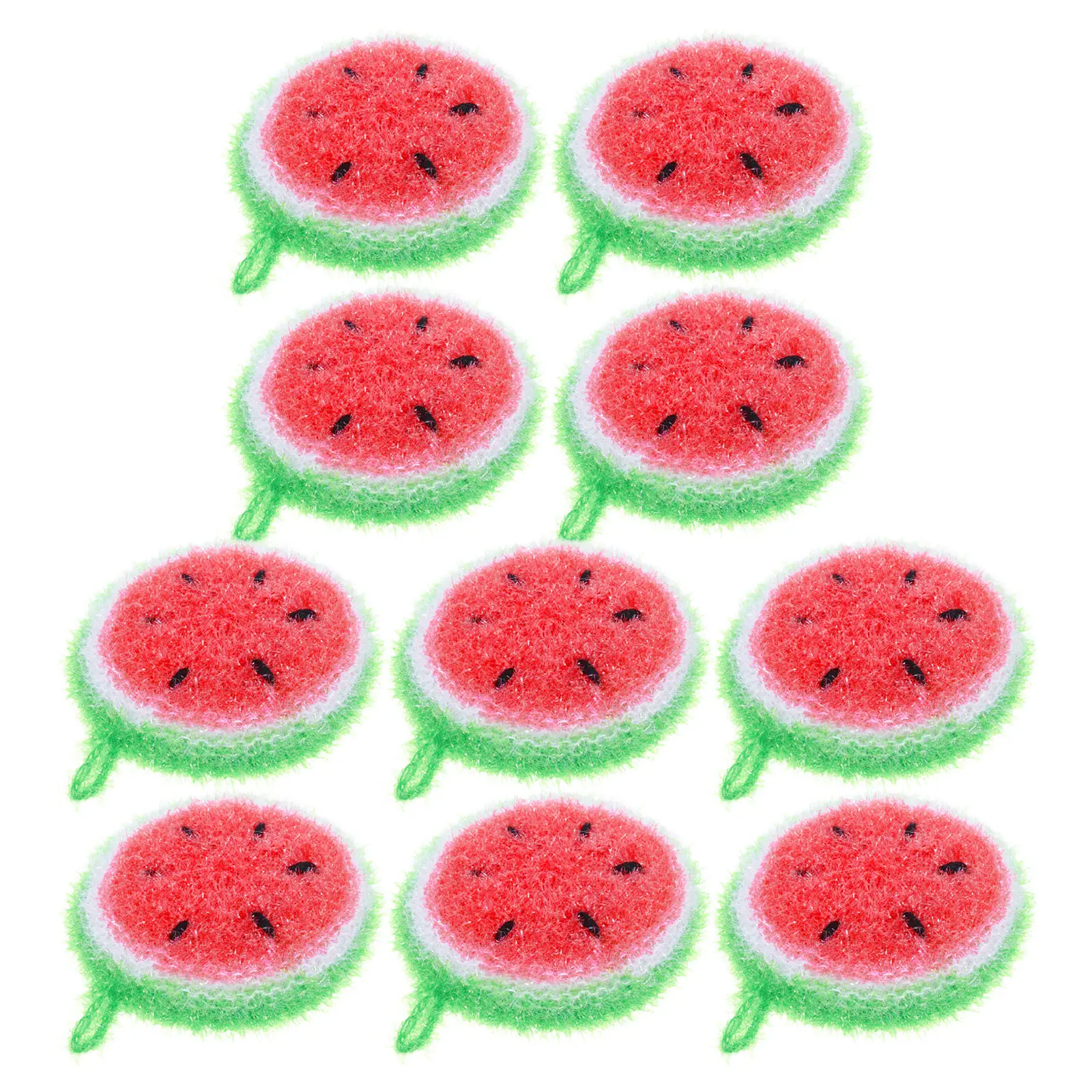 10Pcs Round Watermelon Dish Scrubbers Non Scratch Kitchen Cleaning Sponges Fruit Scrub Pads for Pot Pan Cookware Reusable Dish